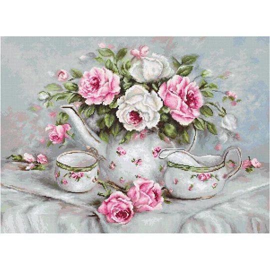 Image 1 of Luca-S English Tea and Roses Cross Stitch Kit