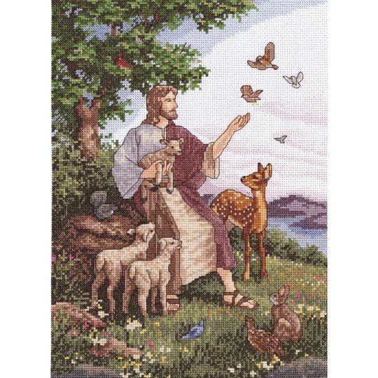 Image 1 of Janlynn Jesus with Animals Cross Stitch Kit