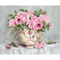 Image of Luca-S Pink Roses on Aida Cross Stitch Kit