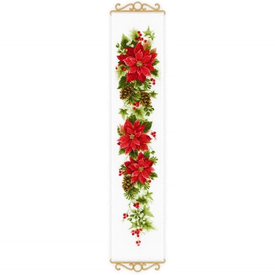Image 1 of RIOLIS Poinsettia Banner Christmas Cross Stitch Kit