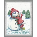 Image of Design Works Crafts Red Hat Snowman Christmas Cross Stitch Kit