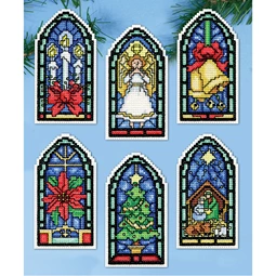Design Works Crafts Stained Glass Ornaments Christmas Cross Stitch Kit