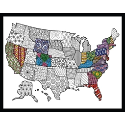 Design Works Crafts Zenbroidery - USA Map Embroidery Fabric