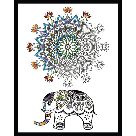 Image 1 of Design Works Crafts Zenbroidery - Elephant Mandala Embroidery Fabric