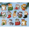 Image of Design Works Crafts Holiday Cats Ornaments Christmas Craft Kit