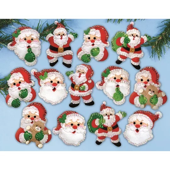 Image 1 of Design Works Crafts Joyful Santa Ornaments Christmas Craft Kit