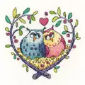 Image of Heritage Love Owls - Aida Wedding Sampler Cross Stitch Kit