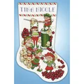 Image of Design Works Crafts Popcorn Elves Stocking Christmas Cross Stitch Kit