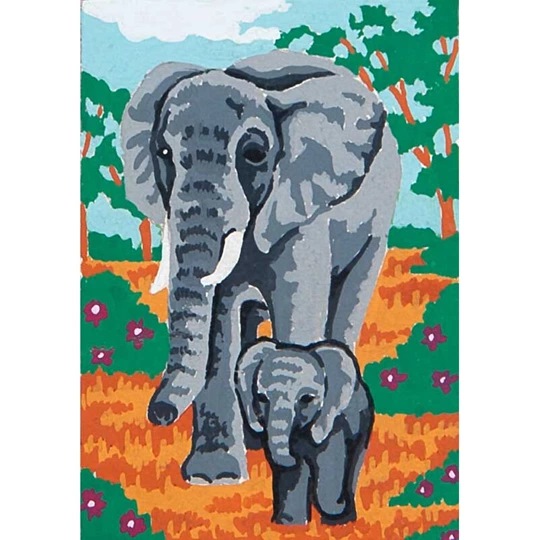 Image 1 of Grafitec Elephant and Calf Tapestry Canvas