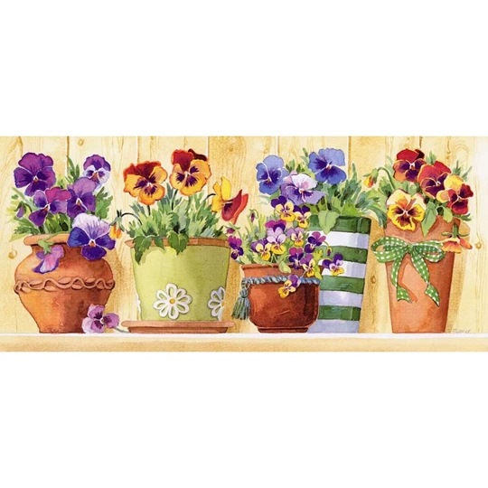 Image 1 of Grafitec Pansy Pots Tapestry Canvas