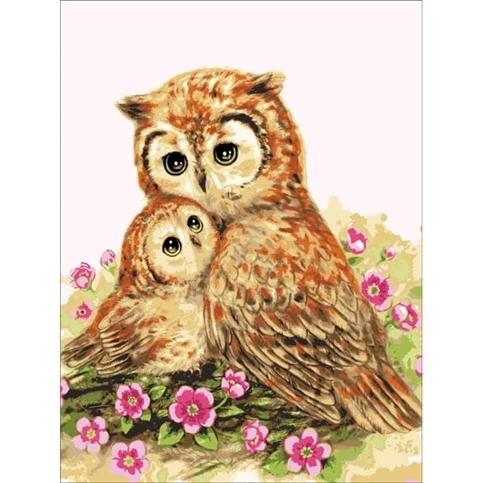 Image 1 of Grafitec Mother and Baby Owl Tapestry Canvas