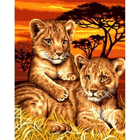 Image 1 of Grafitec Lion Cubs  Tapestry Canvas