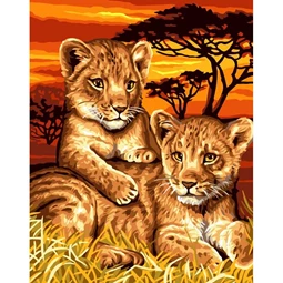 Grafitec Lion Cubs  Tapestry Canvas