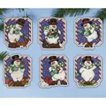 Image of Design Works Crafts Candy Cane Snowman Ornaments Christmas Cross Stitch Kit