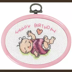 Permin Baby Girl Mini 3 Birth Sampler Cross Stitch Kit
