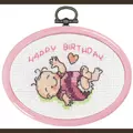 Image of Permin Baby Girl Mini 3 Birth Sampler Cross Stitch Kit