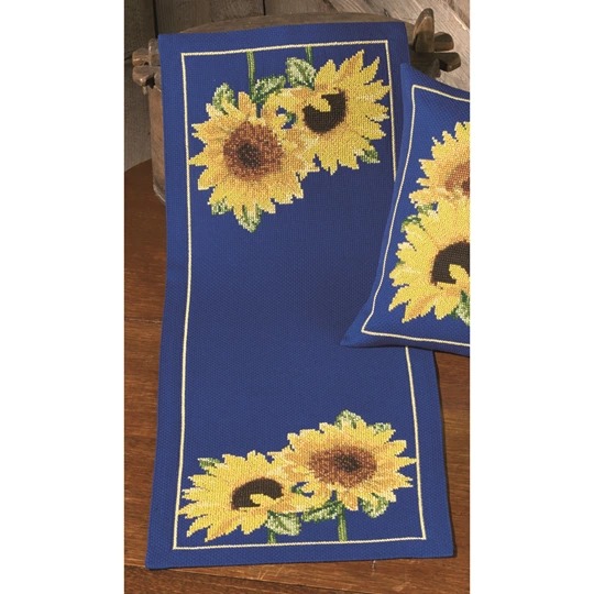 Image 1 of Permin Sunflowers Runner Cross Stitch Kit