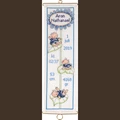 Image of Permin Flower Baby Blue Banner Birth Sampler Cross Stitch Kit