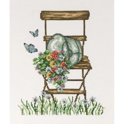 Permin Chair with Flowers Cross Stitch Kit