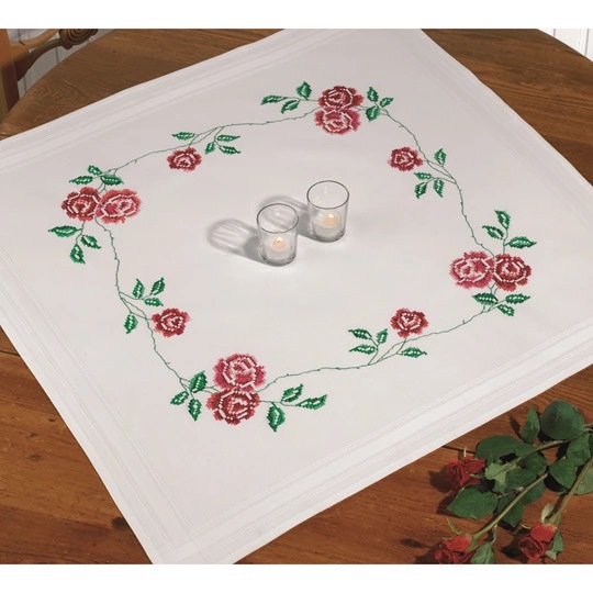 Image 1 of Permin Roses Tablecloth Cross Stitch Kit