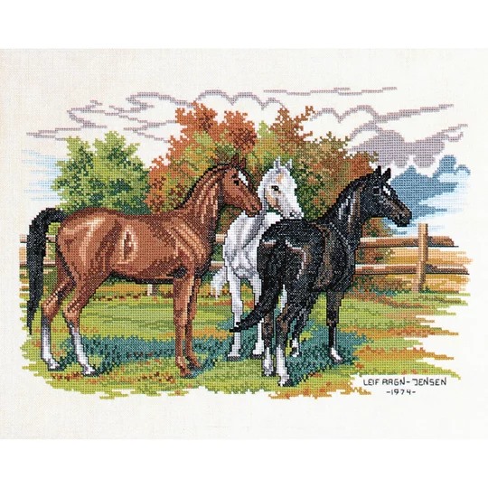 Image 1 of Eva Rosenstand Three Horses Cross Stitch Kit