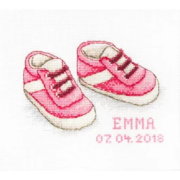 Luca-S Baby Shoes Girl Birth Sampler Cross Stitch Kit