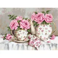 Image of Luca-S Morning Tea and Roses on Aida Cross Stitch Kit