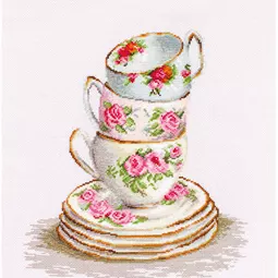 Luca-S Three Stacked Cups on Aida Cross Stitch Kit
