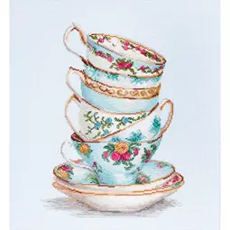 Luca-S Turquoise Tea Cups Cross Stitch Kit
