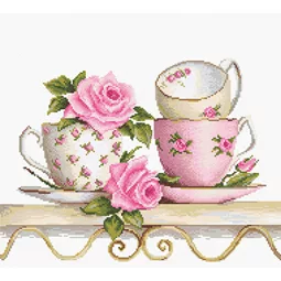 Luca-S Stack of Teacups Cross Stitch Kit