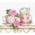 Image of Luca-S Stack of Teacups Cross Stitch Kit