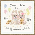 Image of RIOLIS Twins Birth Announcement Birth Sampler Cross Stitch Kit