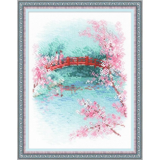 Image 1 of RIOLIS Sakura - Bridge Cross Stitch Kit