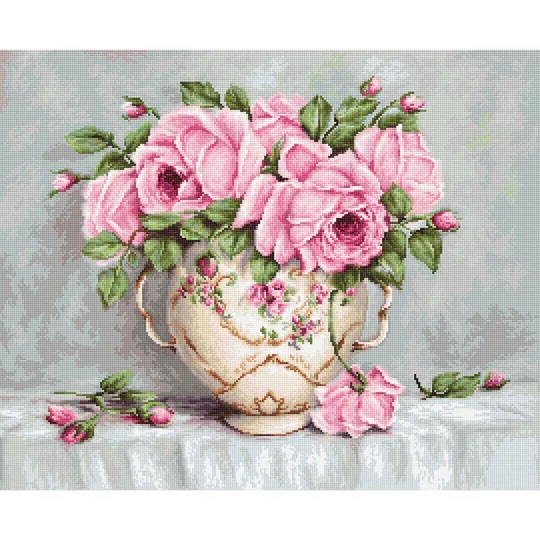 Image 1 of Luca-S Pink Roses - Petit Point Tapestry Kit