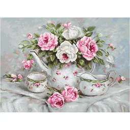 Luca-S English Tea &amp; Roses - Petit Point Tapestry Kit