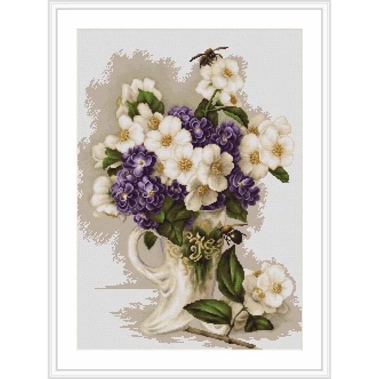 Image 1 of Luca-S Vase with Jasmine - Petit Point Tapestry Kit