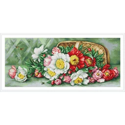 Luca-S Basket with Peonies - Petit Point Tapestry Kit