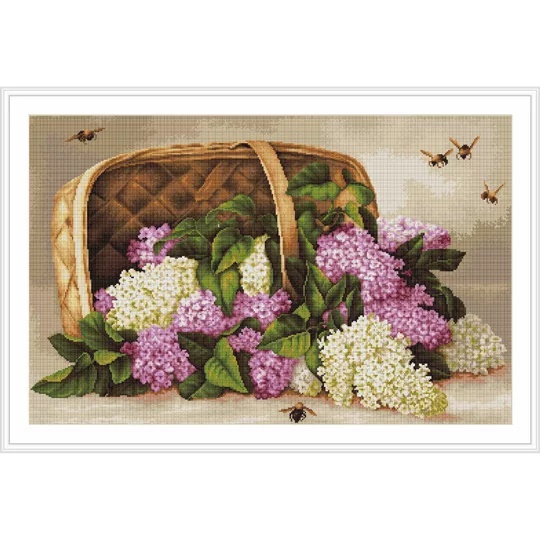 Image 1 of Luca-S Basket of Lilacs - Petit Point Tapestry Kit