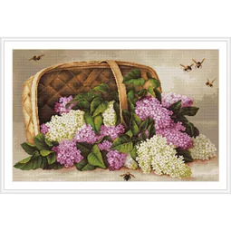 Luca-S Basket of Lilacs - Petit Point Tapestry Kit
