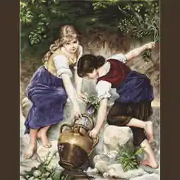 At the Fountain - Petit Point
