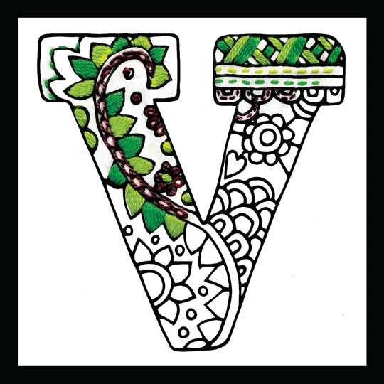Image 1 of Design Works Crafts Zenbroidery - Letter V Embroidery Fabric
