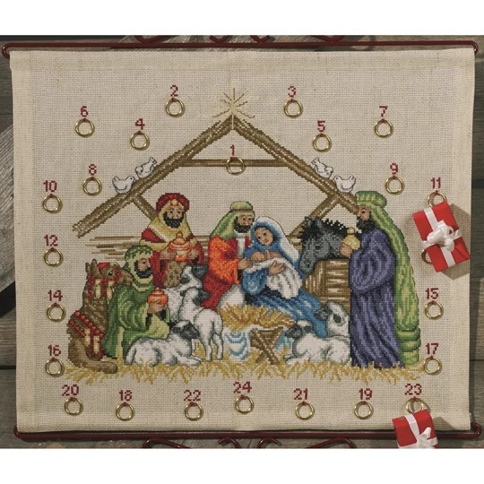 Image 1 of Permin Nativity Advent Christmas Cross Stitch Kit
