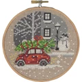 Image of Permin Red Fiat Christmas Cross Stitch Kit