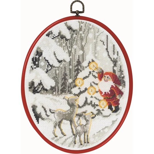 Image 1 of Permin Santa in the Forest Christmas Cross Stitch Kit