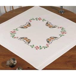 Permin Robin and Holly Tablecloth Christmas Cross Stitch Kit