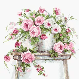 Luca-S Roses on a Stool Cross Stitch Kit