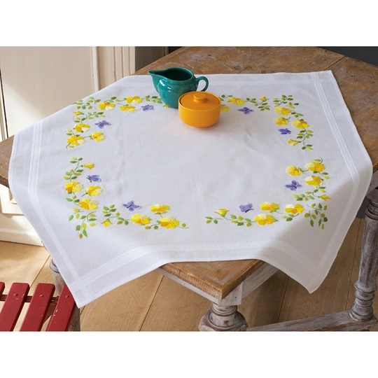 Image 1 of Vervaco Spring Flowers Tablecloth Embroidery Kit