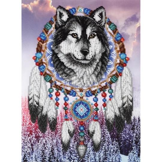 Image 1 of VDV Dreamcatcher Wolf Embroidery Kit