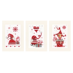 Vervaco Christmas Gnomes Christmas Card Making Cross Stitch Kit