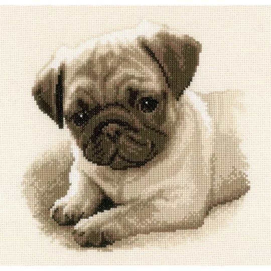 Image 1 of Vervaco Pug Dog Cross Stitch Kit